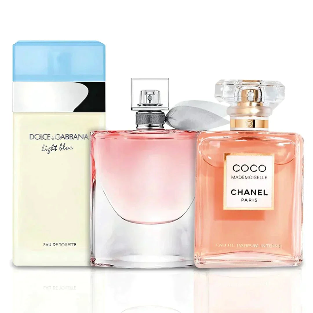 Kombination av 3 damparfymer - La Vie Est Belle, Coco Mademoiselle och Light Blue [100 ml vardera]